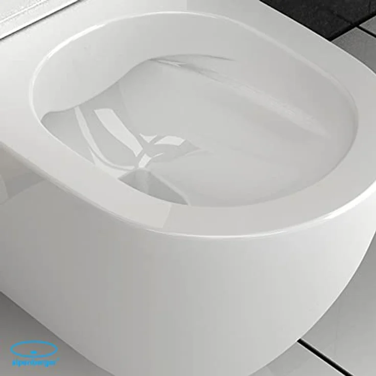 Alpenberger Moderne Toilette Spülrandlos | Komplett-Set mit Toilettendeckel mit Absenkautomatik Softclose | Wand WC für Badezimmer & Gäste WC Toiletten | Tiefspüler Passend zu Geberit (Diamond 7201 U) – Bild 4