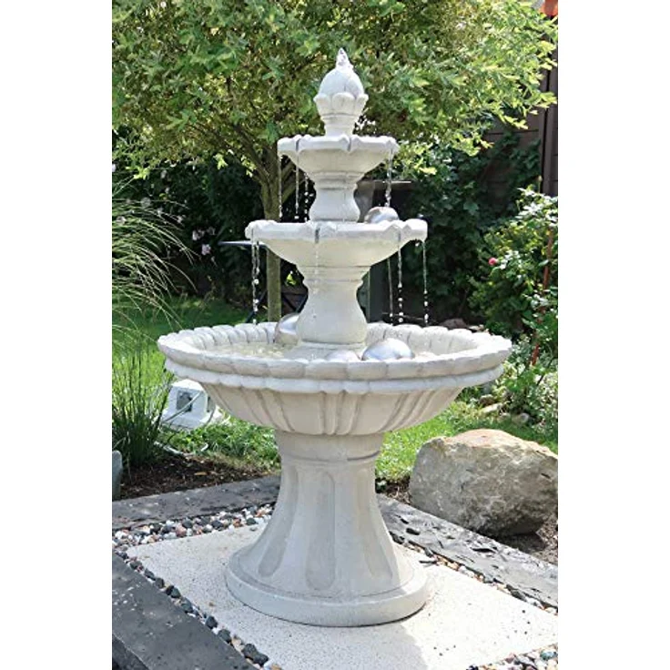 Köhko® Wasserspiel Markkleeberg, klassischer Etagenbrunnen aus Kunststein mit Pumpe, Vogelbad 13010 für Garten und Terrasse – Bild 2