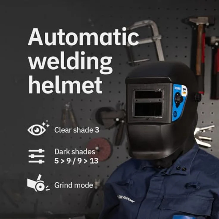 GYS LCD techno 9-13, Echtfarben-Schweißhelm mit Solarenergie, UVIR-Schutz, 2 Lichtsensoren, 440 g – Bild 2