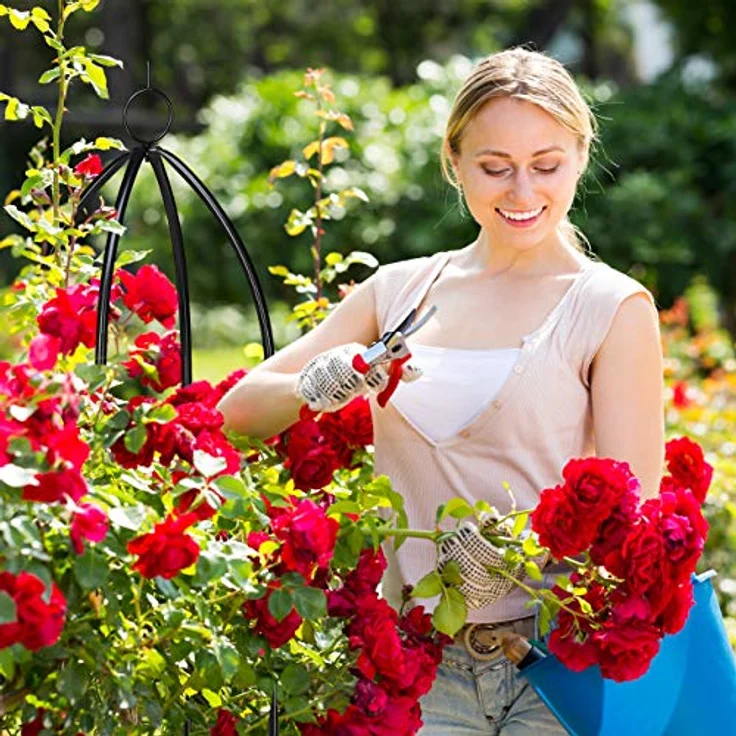 Relaxdays Rankturm 2er Set, freistehend, Rankhilfe für Rosen, Kletterpflanzen, wetterfest, H: 139 cm & 149 cm, schwarz – Bild 3