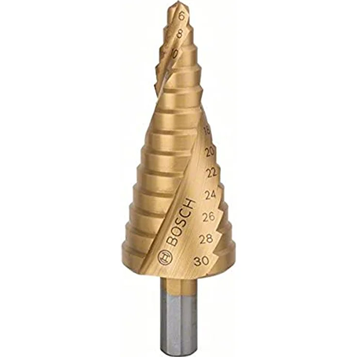 Bosch Accessories 2608587430 HSS Stufenbohrer 6-30 mm TiN, 3-Flächenschaft, Gesamtlänge 93,5 mm, ideale Lösung für präzises Bohren in Metall und Kunststoff – Bild 1