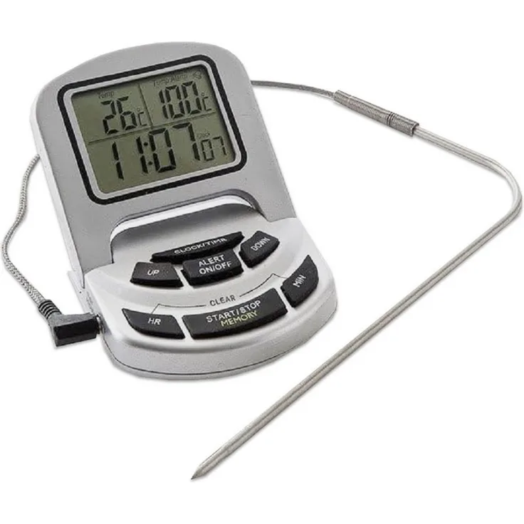 LANDMANN Digital BBQ Thermometer mit Timer, Grillthermometer mit digitalem Display und Temperaturalarm