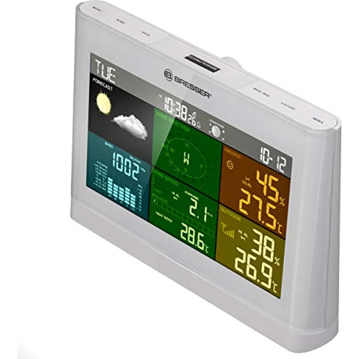 Bresser Wetterstation Funk mit Außensensor Wetter Center mit 5-in-1 Außensensor (Temperatur, Luftdruck, Luftfeuchtigkeit, Windmesser, Regenmesser), weiß – Bild 3