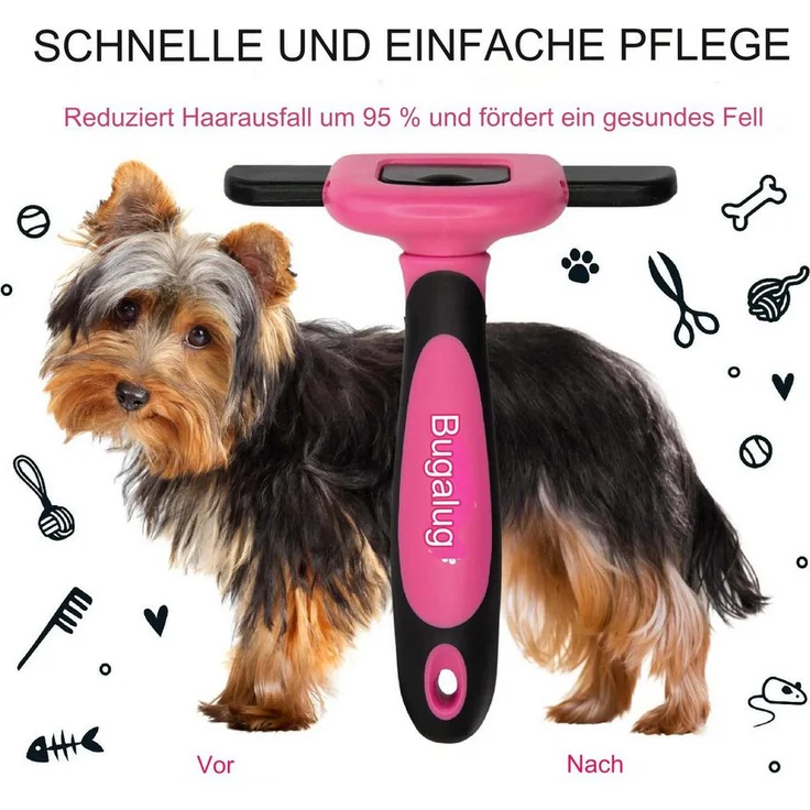 Bugalugs Fellkamm Bugalugs Hunde Katzen Enthaarungskamm Tierkamm für Fellpflege – Bild 1