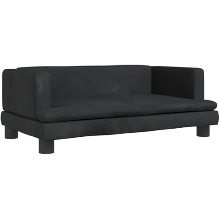 vidaXL Hundebett Schwarz 80x45x30 cm Samt – Bild 1