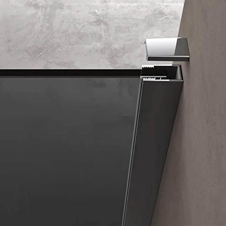 doporro Luxus Duschwand Bremen, Duschabtrennung Walk-In Dusche, 90x200 cm, 8mm ESG-Sicherheitsglas vollgrau mit Nanobeschichtung, inklusive Edelstahl-Stabilisator – Bild 5