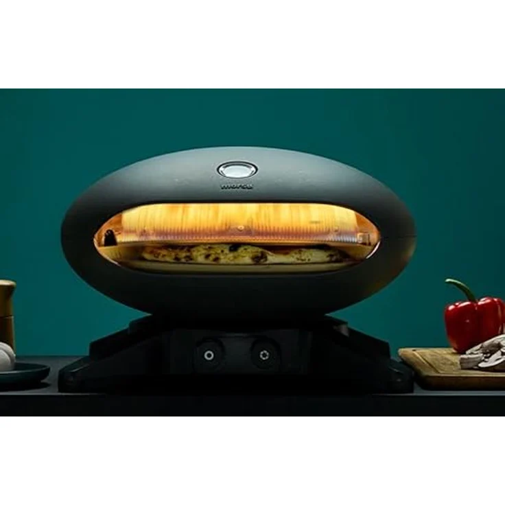 Morsø Forno Spin – Gas-Pizzaofen mit rotierendem Pizzastein aus Aluminium, 57 x 53 x 35 cm, anthrazit, skandinavisches Design – Bild 4