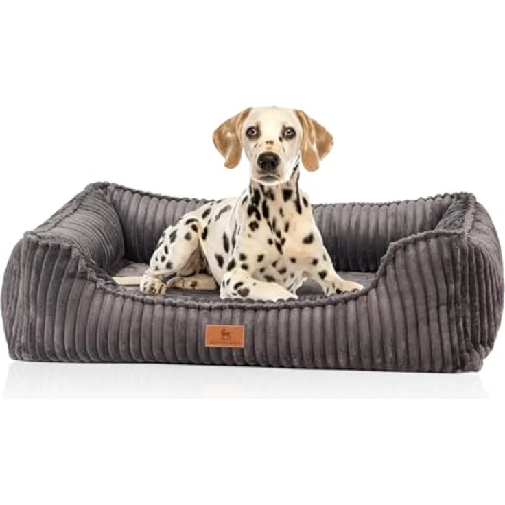 Knuffelwuff orthopädisches Hundebett Sedona XL 105 x 75cm Grau, abnehmbarer waschbarer Bezug, rutschfester Unterboden für alle Hundetypen – Bild 1