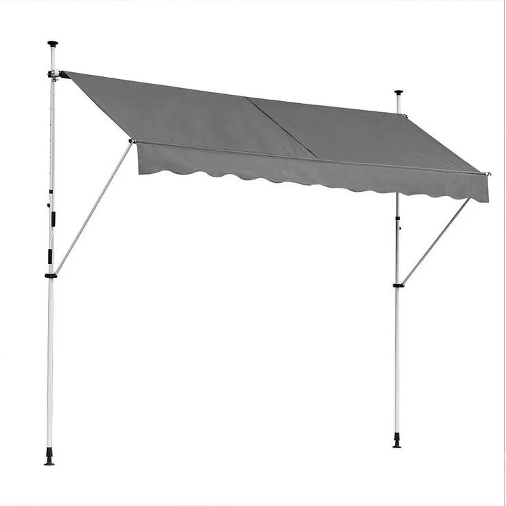 Feel2Home Klemmmarkise 150-400cm Beige Gummierter Standfuß für besseren Halt