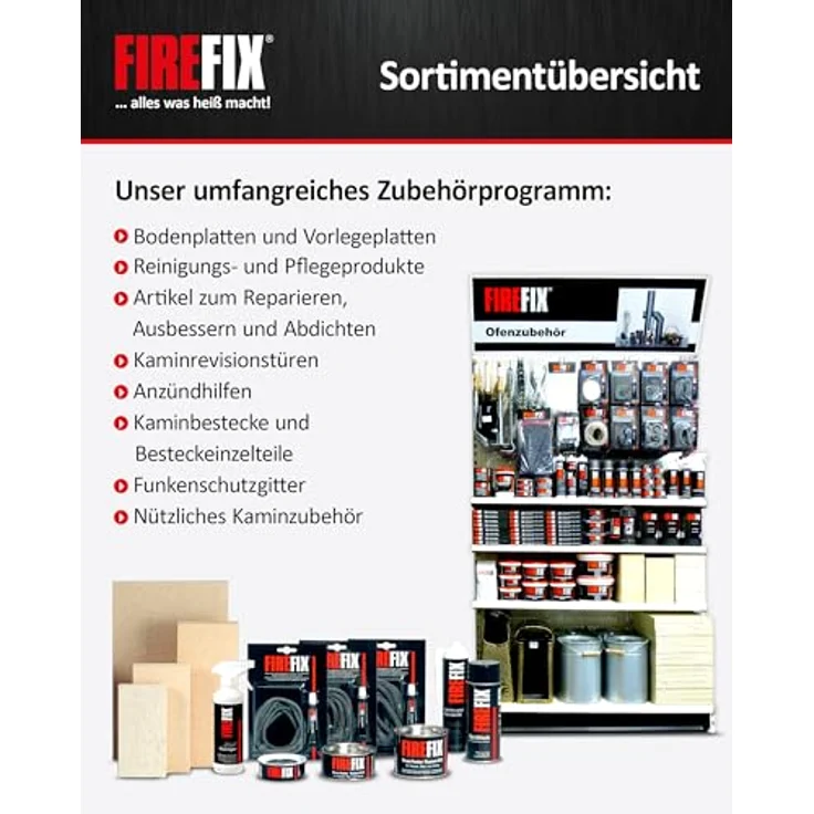 FIREFIX FIREFIX 2046 Keramikkordel ø 12mm grau, 2m Dichtschnur für Kaminofen, hitzebeständig bis 1100 °C, Rundkordel mit Kleber 17ml – Bild 4