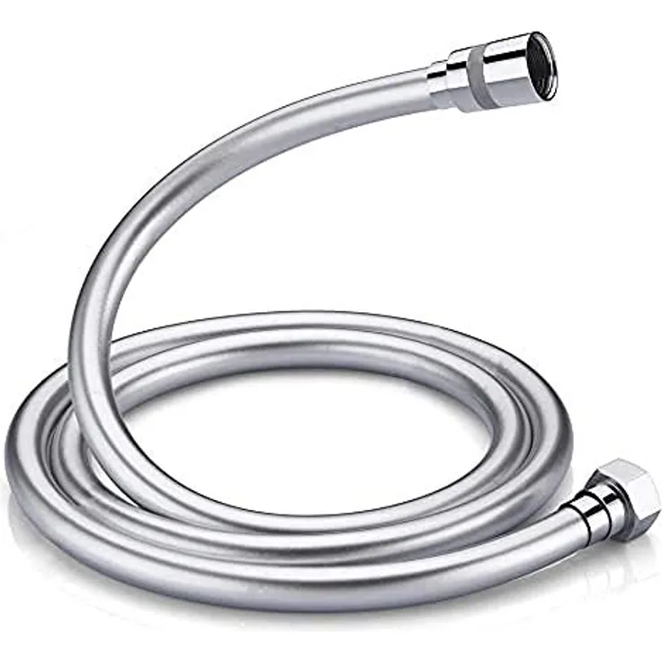 GRIFEMA COMPLENTOS-G852 | Brauseschlauch, Korrosionsschutz und Verdrehsicher mit Anti-Knickschutz IN PVC-Optik (150 cm) | Extrem flexibel Duschschlauch,Silber