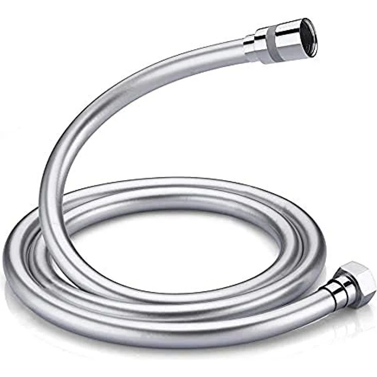 GRIFEMA COMPLENTOS-G852 | Brauseschlauch, Korrosionsschutz und Verdrehsicher mit Anti-Knickschutz IN PVC-Optik (150 cm) | Extrem flexibel Duschschlauch,Silber – Bild 1