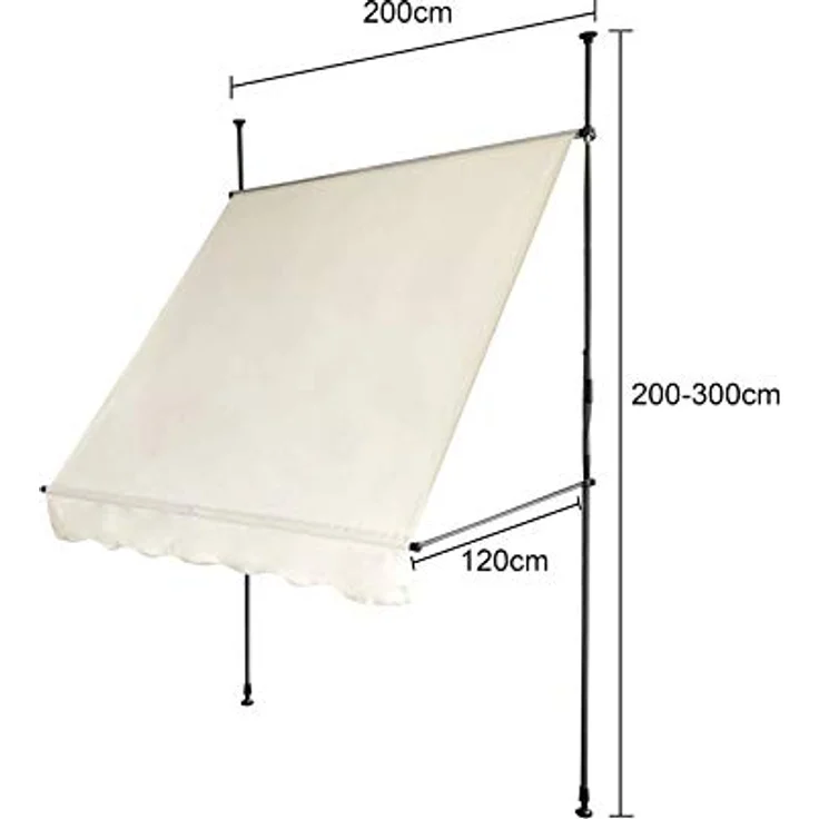 SVITA Klemmmarkise 200x120cm 180g-m² Balkonmarkise Sonnenschutz Markise Beige – Bild 4