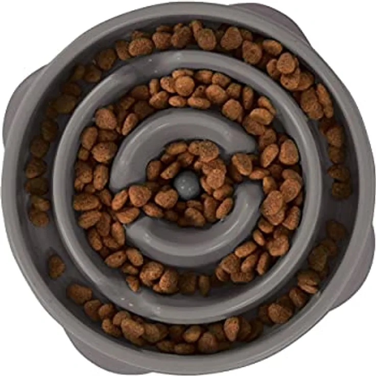 Outward Hound Fun Feeder Slo-Bowl - Anti-Schling-Hundenapf - mittelgroß/Mini - grau