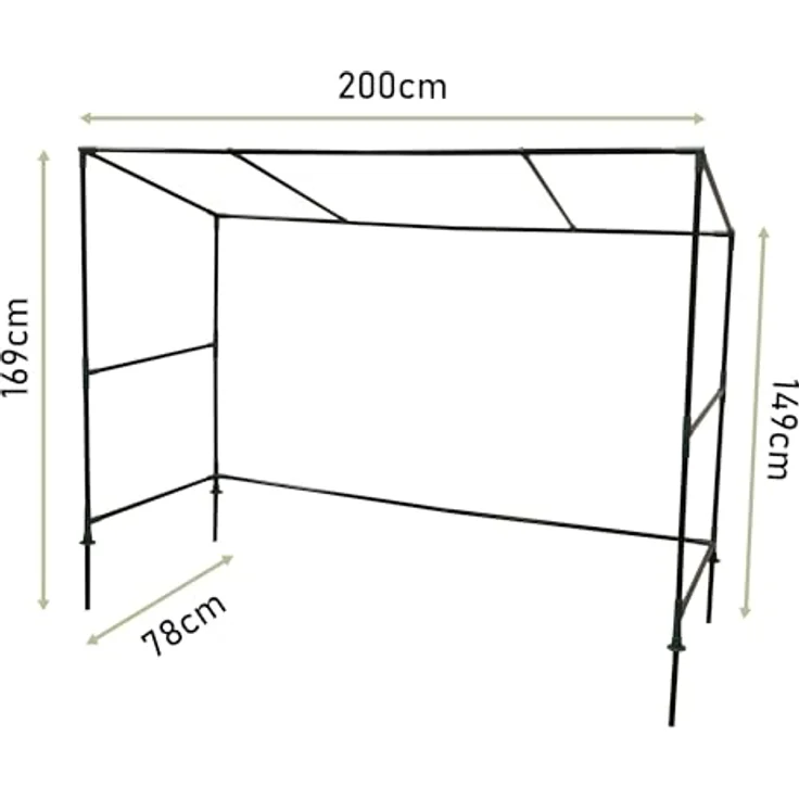 Nativ Robustes Tomaten Gewächshaus 200 x 77 x 169 cm, Foliengewächshaus mit dickerem Gestänge und aufrollbarer Türe – Bild 3