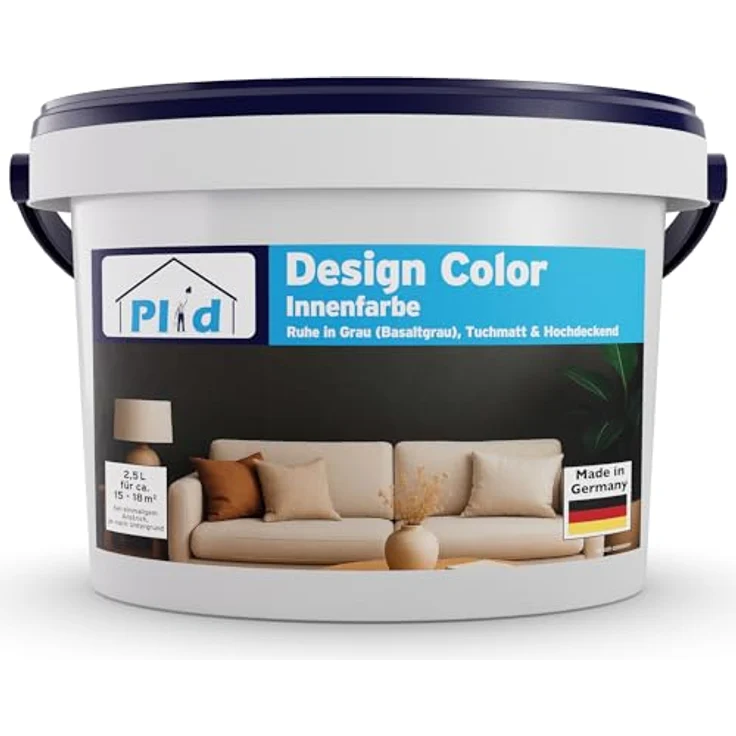 plid Wandfarbe Matte 2.5L, Hochdeckende bunte Designcolor Innenfarbe für ca. 18m², geruchsarm und schnelltrocknend – Bild 1