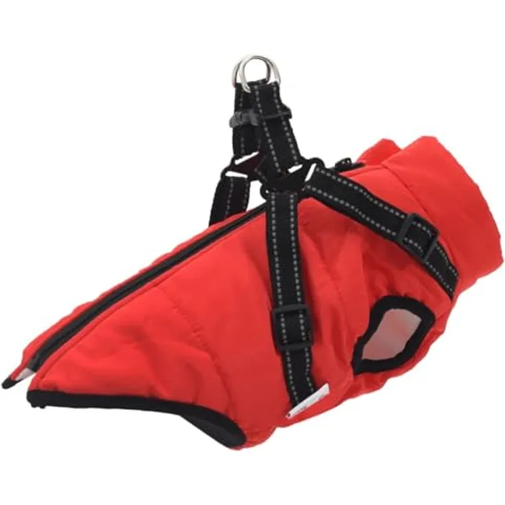 vidaXL Hundemantel mit Geschirr Wasserdicht Reflektierend Rot M