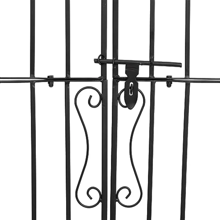vidaXL Gartentor Schwarz 121x8x180 cm Schmiedeeisen mit Bolzenverriegelung – Bild 6