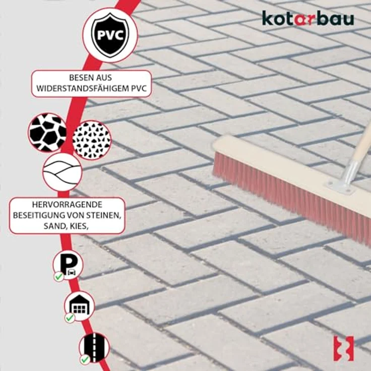 KOTARBAU® Straßenbesen 65 cm, Industriebesen mit harten Nylonborsten, ideal für Innen- und Außenbereich, robust und feuchtigkeitsbeständig, natürliche Holzausführung – Bild 5