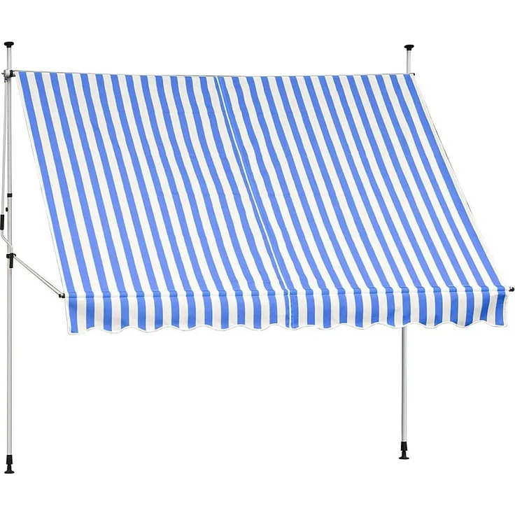Feel2Home Klemmmarkise LED Klemmmarkise 350 cm Beige Sonnenschutz 120 cm ausfahrbar LED-Beleuchtung 360 Grad Handkurbel