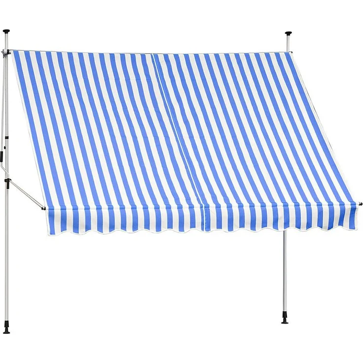Feel2Home Klemmmarkise LED Klemmmarkise 350 cm Beige Sonnenschutz 120 cm ausfahrbar LED-Beleuchtung 360 Grad Handkurbel