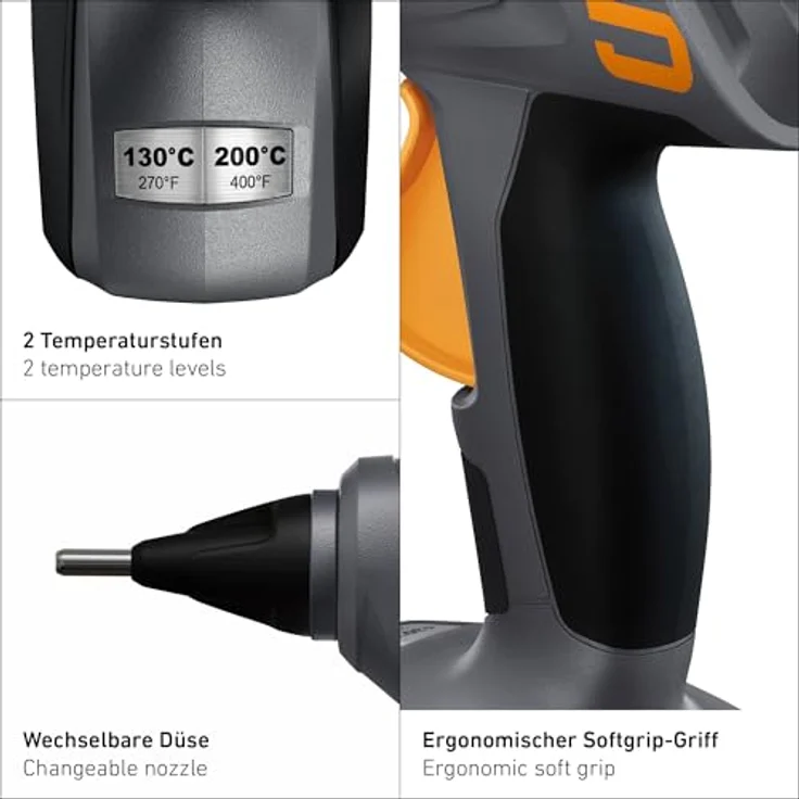 Steinel PRO MobileGlue 5011 AMP, Akku-Heißklebepistole mit 2 Temperaturstufen, 20 g/min Fördermenge, kompatibel mit 18V BOSCH AMPShare Akku-System – Bild 6