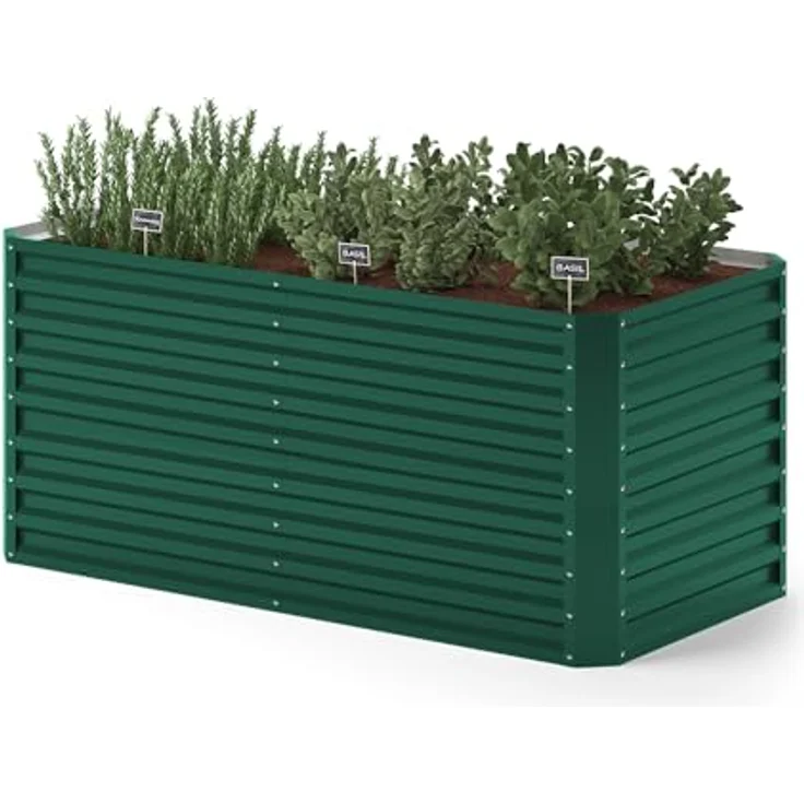 Ok-Living Hochbeet Kräuterbeet Gemüsebeet 180x90x80cm grün Pflanzkasten Frühbeet Garten – Bild 1
