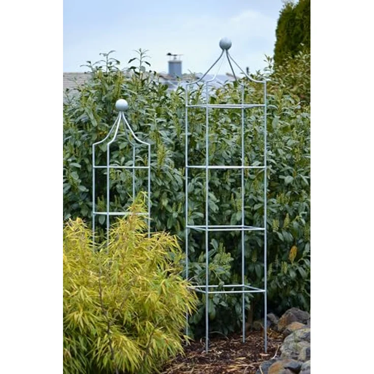 ELEO Obelisk Catania Klein Feuerverzinkt, Rankhilfe aus massivem Metall, 150 cm x 29 cm, silbrig-matt – Bild 2
