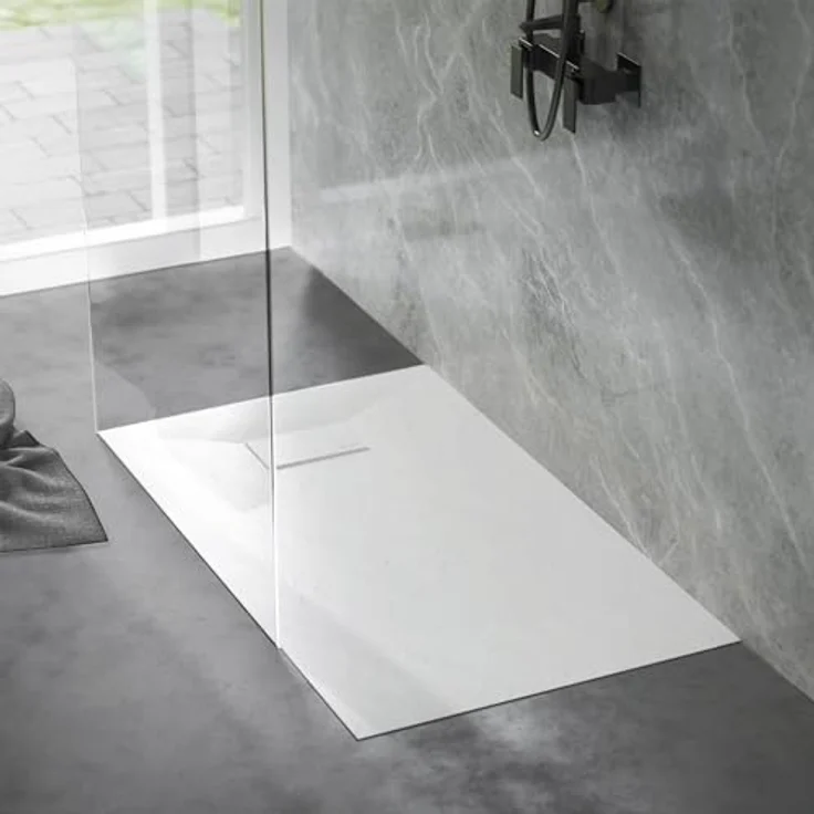 LuxeBath Duschwanne 120x90 cm Weiß, rutschfest mit Ablaufgarnitur aus SMC, Höhe 3 cm – Bild 9