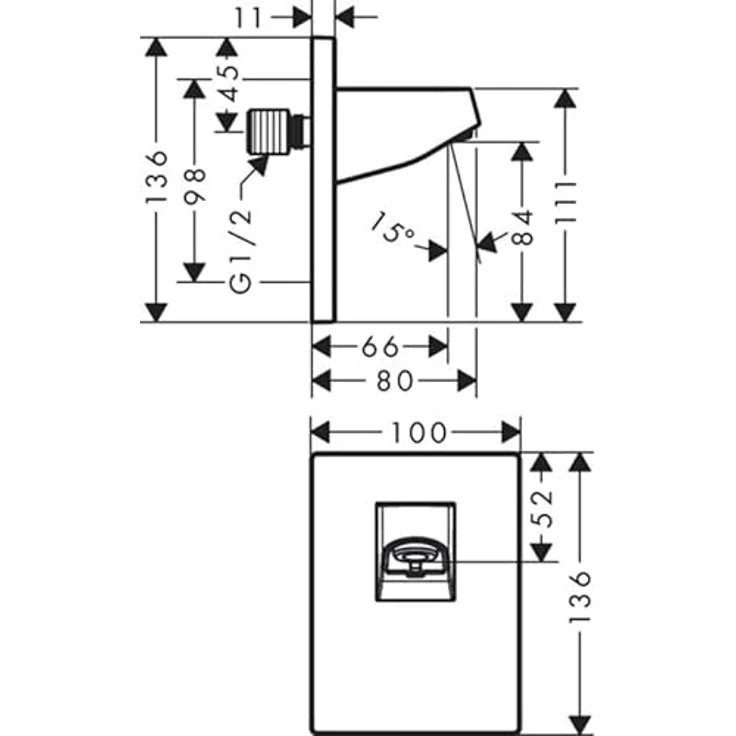 hansgrohe Pulsify S Wandanschluss für Duschkopf 105, bündige Wandmontage, inklusive Befestigungsmaterial, 8 cm Länge – Bild 2