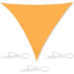 Relaxdays Sonnensegel dreieckig, 6 x 6 x 6 m, wasserabweisend, UV-Schutz, mit Spannseilen, Dreiecksegel Garten, gelb