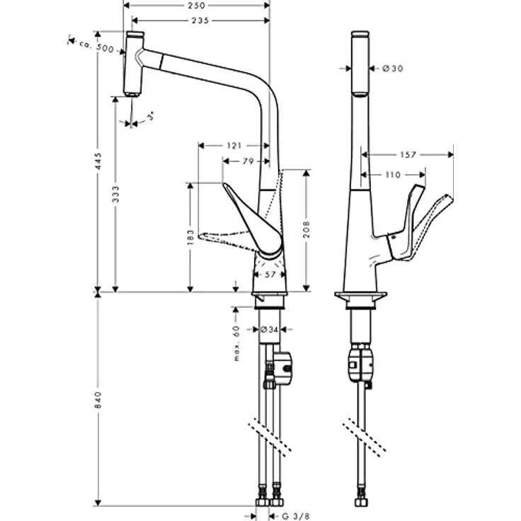 hansgrohe 320 Metris Select M71, Einhebel-Küchenmischer mit ausziehbarem Auslauf und SoftStart Technologie, Chrom – Bild 9