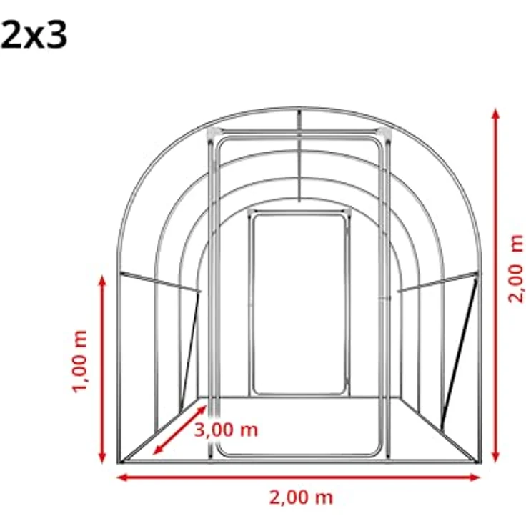 TOOLPORT Premium Foliengewächshaus 2x3m, PE Plane 180g/m², weiß transparent – Bild 9
