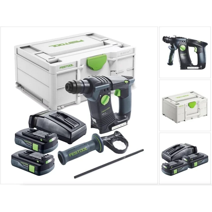 Festool BHC 18-Basic Akku Bohrhammer, 18 V, 1,8 J SDS Plus, Brushless, 2x 3,0 Ah Akku, Ladegerät, Systainer