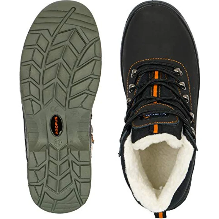Profus YUKON-W-S3 Winter Arbeitsstiefel Arbeitsschuhe Gefüttert mit Kunstwolle, Naturleder, Stahlkappe, antirutsch - Schwarz – Bild 4