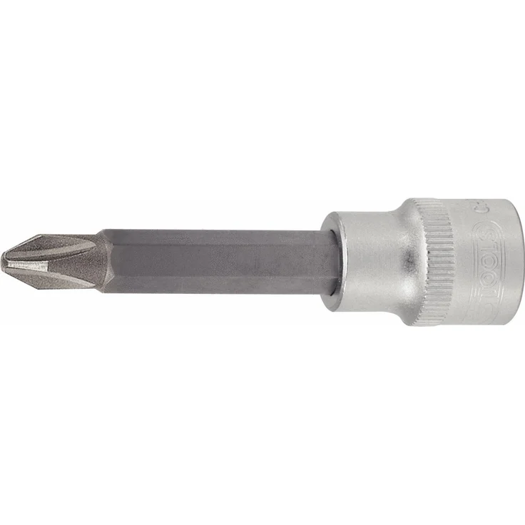 KS Tools Bohrer- und Bitset 1/2" Bit-Stecknuss, lange Ausführung, PH2, vernickelt, Chrom Vanadium – Bild 1
