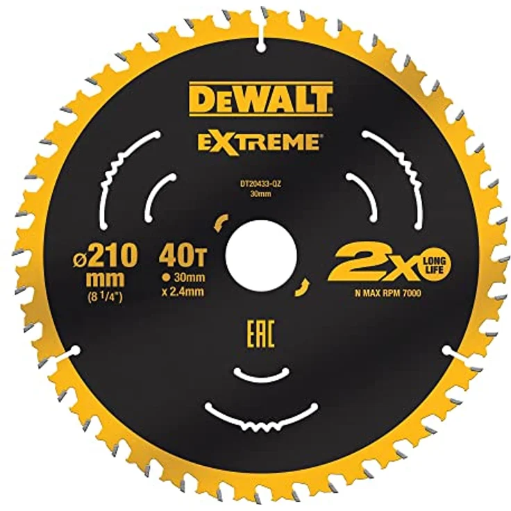 Dewalt DT20433-QZ Kreissägeblatt 210 x 30 x 2 4 mm Anzahl der Zähne (pro Zoll): 40 1 Stück – Bild 1