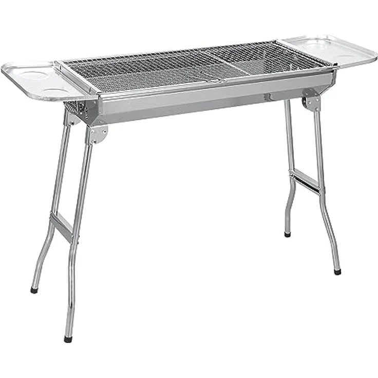Sunjas Edelstahl Holzkohlegrill, Klappgrill Outdoor BBQ Grills, Portable Campinggrill, Standgrilll, Grillwagen Kohlegrill- 74 x 33.5 x 71.5 – Bild 1
