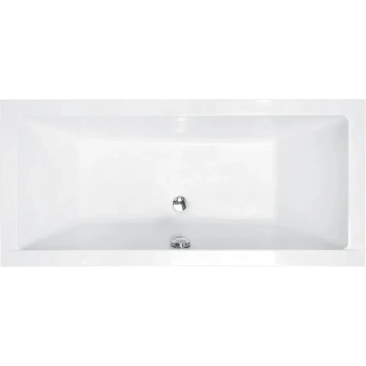 Bad Land Badewanne QUADRO 170x75, Rechteck-Acrylwanne mit Wannenträger, Bambus Badewannenablage und Kopfstütze KODI, schneeweiß