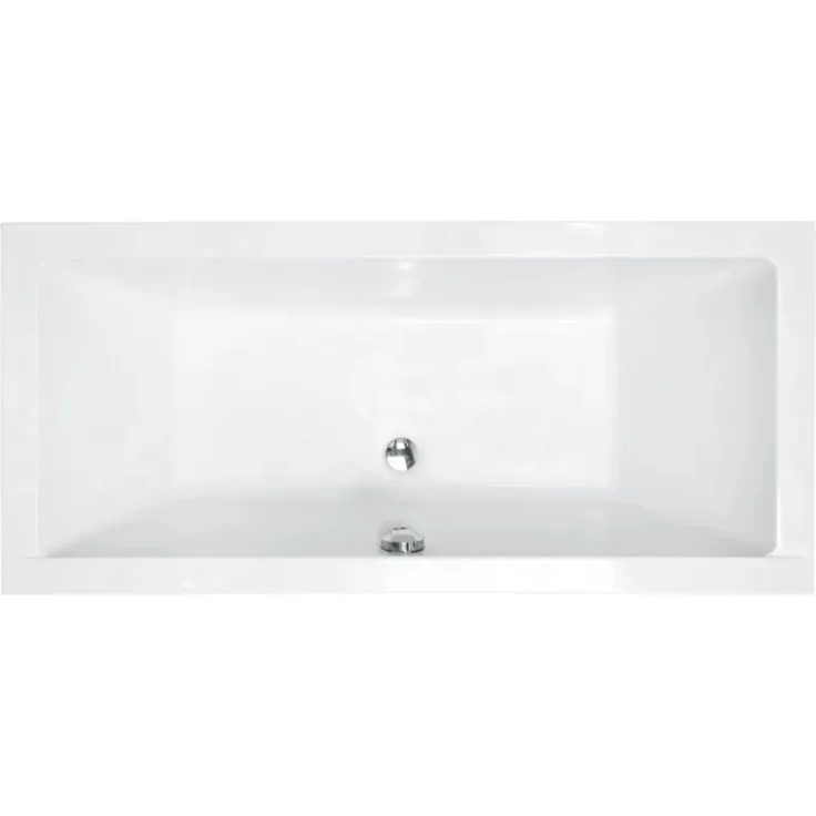Bad Land Badewanne QUADRO 170x75, Rechteck-Acrylwanne mit Wannenträger, Bambus Badewannenablage und Kopfstütze KODI, schneeweiß