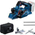 Bosch Professional System 18V: Akkuhobel GHO 185-LI, leichtes Hobeln bis 2,6 mm, Dual-Blade TC Austauschsystem, verbessertes Staubentfernungssystem, blau