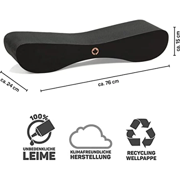 CanadianCat Company | Kratzbrett Satellite 2.0 - Black Edition - gemasert - Kratzpappe in schwarz | ca. 76 x 24 x 15 cm – Bild 3