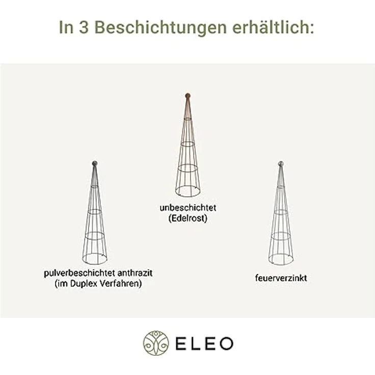 ELEO Rankobelisk „Enna“ I massiver Obelisk aus Schmiedeeisen I dekorativer & praktischer Rankobelisk aus Metall (feuerverzinkt) – Bild 3