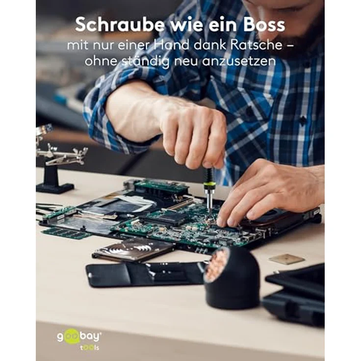 goobay Schraubendreher-Set, 26-teiliges Präzisions-Werkzeugset mit Ratschen-Schraubenzieher, S2-Stahl-Bits und Aufbewahrungsbox – Bild 4