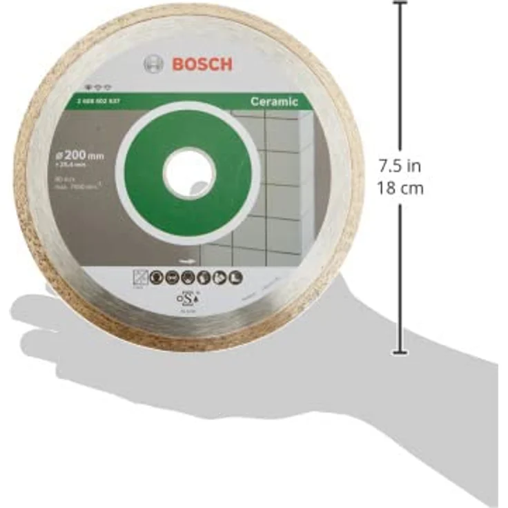 Bosch Professional Diamanttrennscheibe Standard für Ceramic, 200 x 25,40 x 1,6 x 7 mm, 2608602537 – Bild 5