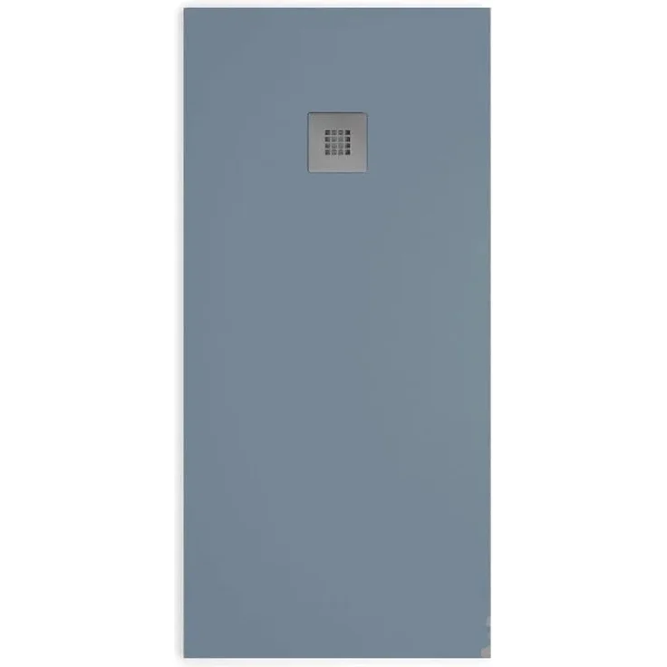 Stano Mineralguss-Duschwanne Extra Flach Madison, Anthrazit, 80x100cm, rutschfeste Oberfläche, inklusive Edelstahl-Ablaufgitter