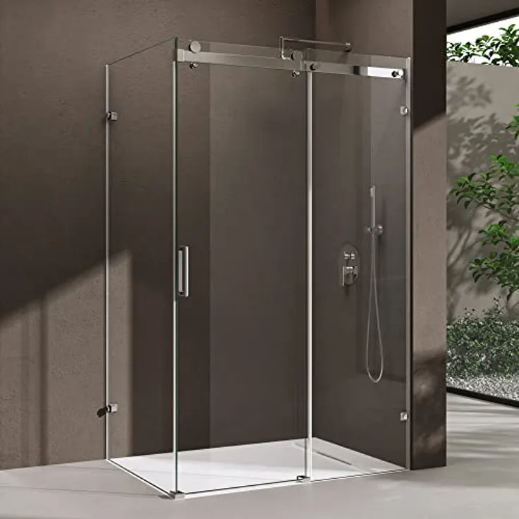 doporro Duschkabine Schiebetür Dusche Eckdusche 90x120x195cm ESG-Sicherheitsglas Klarglas 4-Punktbefestigung inkl. Nano-Beschichtung Ravenna17-2
