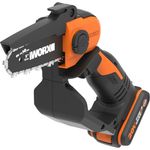 Worx Akku-Kettensäge 20V Einhand Ketten- u. Astsäge, 12cm Schwertlänge, inkl. 20V/2Ah Akku und Ladegerät
