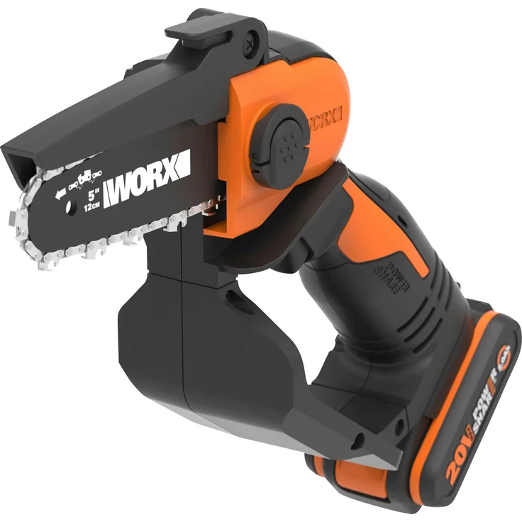 Worx Akku-Kettensäge 20V Einhand Ketten- u. Astsäge, 12cm Schwertlänge, inkl. 20V/2Ah Akku und Ladegerät – Bild 1