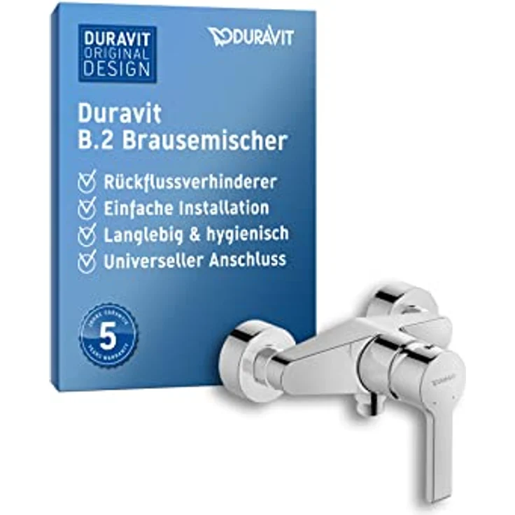 Duravit B24230 B.2 Duscharmatur Aufputz für 1 Verbraucher, Einhebel-Brausemischer mit Keramikmischsystem, Chrom – Bild 1